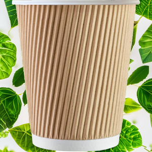 Gobelets à café en papier ondulé jetables Gianty, écologiques, biodégradables, recyclables, avec couvercles, impression personnalisée, 500 pièces, modernes - Product Image 2