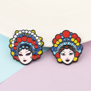 Broche de maquillaje Facial DE LA Ópera de Pekín estilo chino Quintessence Opera Collar Pin accesorios Huadan botón aguja baratija Pin - Product Image 5