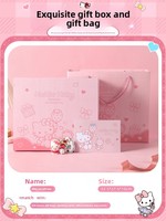 Boîte cadeau rigide à motif de chaton rose, carton magnétique imprimé en couleur avec sac cadeau pour filles, enfants, emballage cadeau de festival