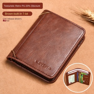 Cartera de hombre vintage de tres pliegues, multifuncional, transfronteriza, de una pieza, delgada, corta, de poliéster, para tarjetas y permiso de <span class=keywords><strong>conducir</strong></span> - Product Image 6