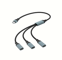 Adaptador 3 en 1 con Doble USB Tipo C Hembra + Tipo C Hembra, Carga Rápida PD, Transferencia de Datos, Base de Conexión para PC, Unidad Flash USB