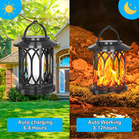 Lampe solaire de jardin 28 LED, lanterne à flamme creuse en cuivre antique, étanche, à économie d'énergie, télécommandée, pour randonnée, escalade, mur et sol