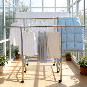 Séchoir à linge autoportant en acier inoxydable, pliable et extensible, pour balcon, intérieur et extérieur, vente en gros - Product Image 4