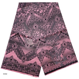 Tissu Wax Véritable 100 % Coton Uni/Wax Organza Doux <span class=keywords><strong>Pagne</strong></span> Hollandais Original pour Chemises & Robes Filles, Motif Batik <span class=keywords><strong>de</strong></span> 6 Yards pour Sacs - Product Image 2