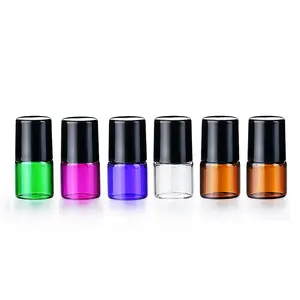 Embalagem de cosméticos frasco de vidro, rolo de vidro pequeno para perfume de 1ml 2ml 3ml azul rosa verde