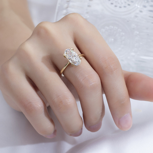 Anillo de Compromiso de Diamante Cultivado en Laboratorio, Joyería de Moda, Forma Ovalada, 9K, 3CT, D VVS1, Messi Jewelry MSR-1811 - Product Image 5