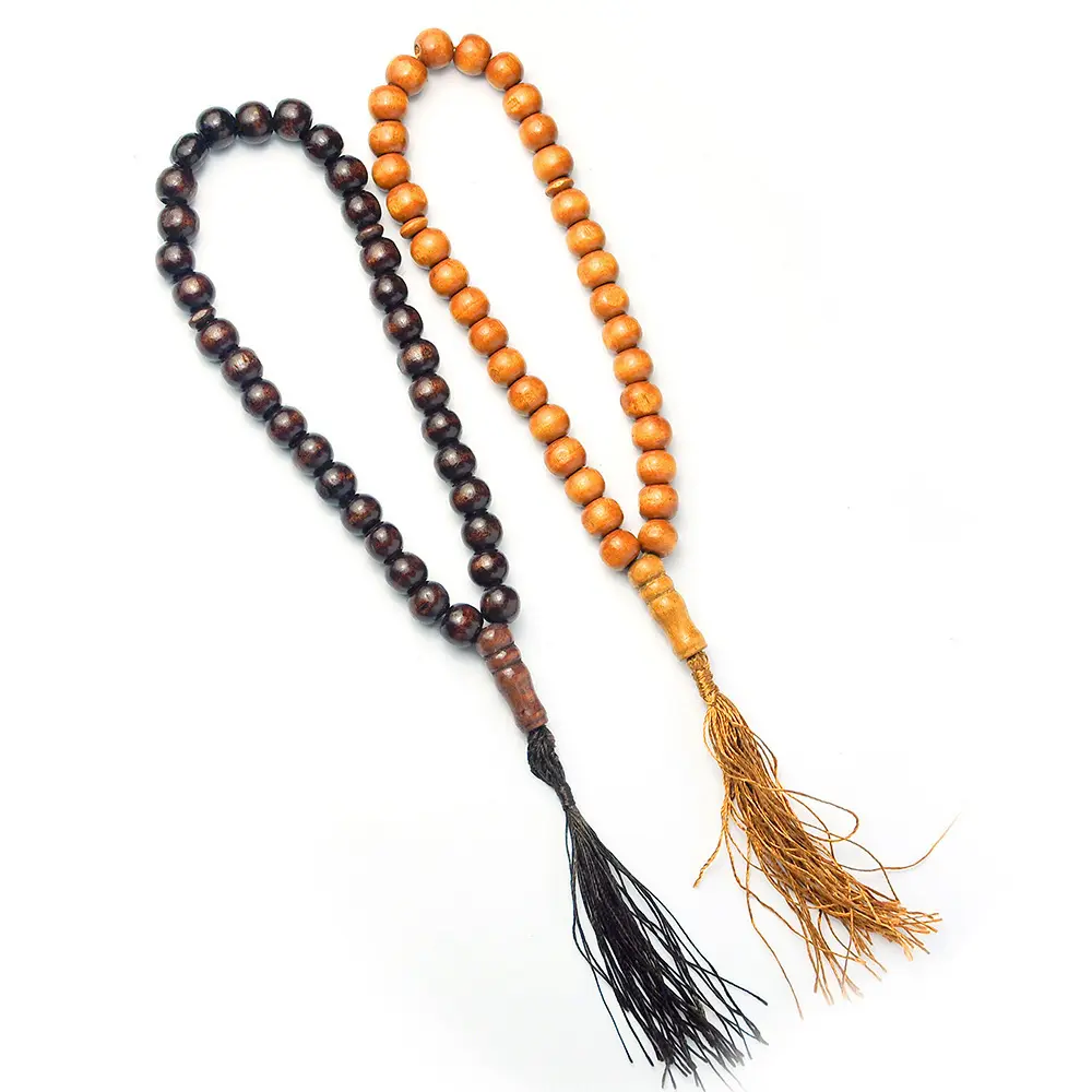 Religious Jewelry Ethnic Style 10MM Wood Bead Bracelets Mid East Dubai Eid Tassel 99 Wooden Beads Muslim Prayer Bracelet
