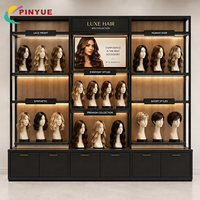 Meuble de salon de coiffure sur mesure, vitrine murale, présentoir de magasin, étagère d'extension, armoire de présentation de perruques en métal noir de luxe