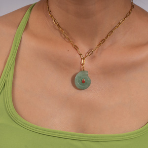 Collar de acero inoxidable de moda europea americana <span class=keywords><strong>2025</strong></span> para mujer, nueva piedra Natural, colgante tallado de concha de pez grande, circón con incrustaciones - Product Image 2