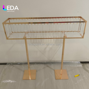 Support à fleurs en verre doré brillant de luxe LEDA, décoration de fête avec perles acryliques, centre de table de mariage, événements - Product Image 4