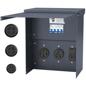 Weatherproof RV Power Outlet Panel Thicker Pedeatal Electrical C45 Breaker Energy Prewired RV Breaker Box Receptacle Installed