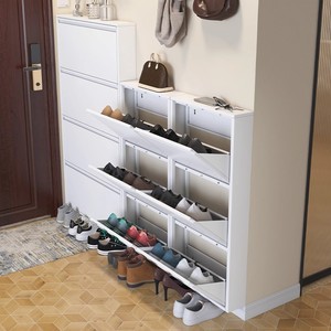 Narrow Storage Shelves Metal <strong>Shoe</strong> <strong>Racks</strong> Cabinets Slim Tipping Bucket Foldable <strong>Shoes</strong> Cabinet for Apartments and <strong>Hallways</strong> - Product Image 2