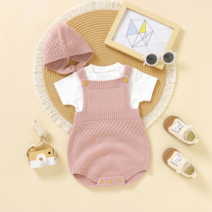 Set Romper Rajut Bayi Mimixiong Grosir 2-Potong dengan Topi, Pakaian Musim Panas, Set Kado Pakaian Bayi untuk Bayi Baru Lahir Laki-laki dan Perempuan - Product Image 2