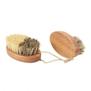 Brosse de nettoyage de cuisine portable en bois de rose, forme ovale, poils en sisal, brosse pour fruits et légumes, écologique - Product Image 1