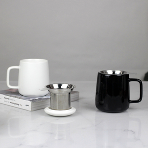 Taza de té de cerámica de 600ml y 20oz, tazón de té de cerámica de alta potencia con tapa e infusor para uso en la Oficina y el hogar, regalo de amor - Product Image 2