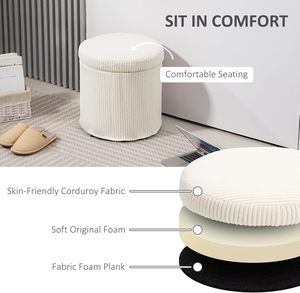 <span class=keywords><strong>HOMCOM</strong></span> Otomana Redonda de Almacenamiento de 40cm, Taburete de Terciopelo con Tapa Extraíble, Patas, Taburete de Vanidad, para Sala de Estar o Dormitorio, Tela Beige - Product Image 5