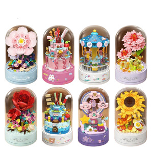 ตัวต่อพลาสติกขนาดเล็ก ชุดของเล่นกล่องดนตรี DIY รูปดอกกุหลาบ ประกอบได้ หมุนได้ 360 องศา ชุดธีมสัตว์และธรรมชาติ - Product Image 5