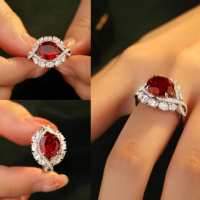 Bague en rubis cultivé en laboratoire, argent sterling 925, pierre précieuse rouge sang de pigeon, bijoux fins pour femmes