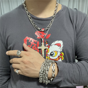 Men's Stainless Steel <b>Cross</b> Pendant Necklace Geometric Design Punk Retro Style 120176 - Product Image 4