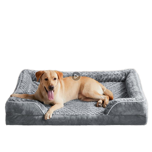 Grand lit orthopédique moderne anti-stress en mousse à mémoire de forme pour chien fabriqué en usine traversin de chat en velours gris personnalisé et minimaliste Meubles pour animaux de compagnie - Product Image 6