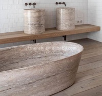 Baignoire autoportante moderne sur mesure en marbre avec bain à remous, forme ovale, finition marbre naturel pour hôtels et villas (usage intérieur)