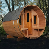 Sauna de Barril de Madera de Cedro Roja Tradicional Británica para Exteriores, con Estufa, para 4 a 6 Personas, en Oferta