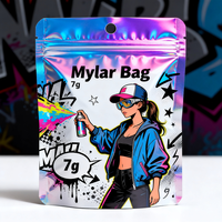 Sachet Mylar Holographique Personnalisé Imprimé 3g/14g/28g Anti-Odeur Résistant aux Enfants Refermable avec Fermeture Éclair et Fond Stable