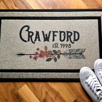 Tapis de porte gris en polyester à sublimation, motif piste de course