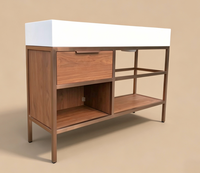 Meuble de salle de bain Estr Mueble Lavamanos Suite, style victorien rétro, structure en métal, finition bronze antique, pieds en or rose.