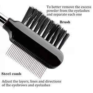 2-in-1 ポータブルまつげ眉毛ブラシセット 金属歯まつげコーム 再利用可能な眉毛ブラシ-環境に優しい多目的アイメイク - Product Image 3