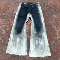 Peinture de haute qualité Splash-ink Denim pantalon patchs personnalisé Streetwear Baggy jambe large évasé Designer pantalon hommes pantalons Jeans