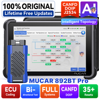 Herramienta de Diagnóstico Automotriz Bidireccional MUCAR 892BT PRO con Asistencia de IA, Codificación de ECU, Mapeo de Topología y Escáner J2534 Pass-Thru