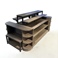 Ensemble de tables basses contemporaines en acier et MDF, durables, 3 pièces, réglables, pré-assemblées, présentoir de supermarché