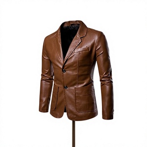 Veste de motard en cuir de mouton et toile authentique BS International NA188, col mandarin, imperméable, coupe-vent, décontractée, hiver, fermeture avant - Product Image 2