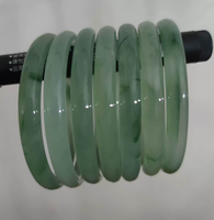 Bracelet jonc en verre artistique imitation pierre de jade verte synthétique multicolore de 8 mm, vente en gros