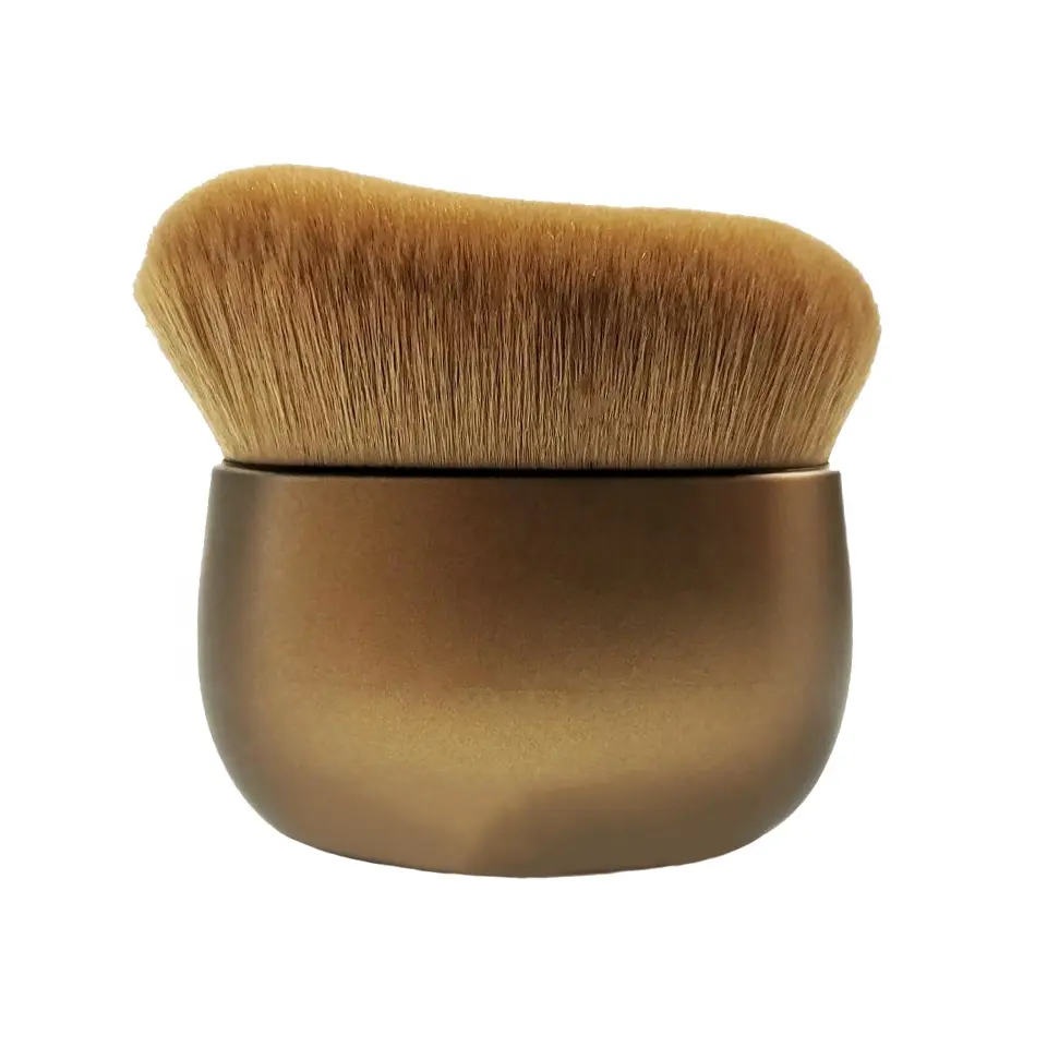 Single Makeup Brush Cosmetics Wholesale Golden Private Custom Logo Flat Head Blending Kabuki Single Makeup Brush For Face Foundation