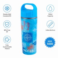 Bouteille d'eau chaude personnalisable en plastique PP sans BPA, 330 ml, écologique, réutilisable, alimentaire, avec bouchon à vis, facile à transporter, pour le sport, l'escalade et le camping