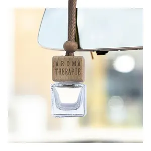 8毫升透明方形汽车香水定制标志扩散器香水空车瓶悬挂式空气清新剂木质
