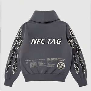 Sudadera con Capucha Extra Grande para Hombre, de Algodón, con Etiqueta NFC, Estampado de Llamas, Estilo Hip Hop, para Invierno - Product Image 6
