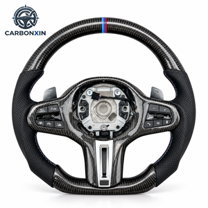 Volante Deportivo de 3 Radios con Base Plana de Fibra de Carbono y Cuero, Calefactable, de 40 mm, para Volante G22 430i Led G30 Pre-LCI 6GT G32 - Product Image 1