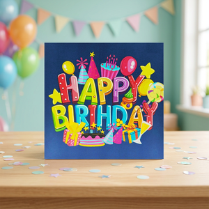 Carte de vœux 3D Pop-up Joyeux Anniversaire, Art de collection numérique, Meilleure vente, Conception personnalisée, Faite à la main, Taille personnalisée, Logo personnalisé, Papier artistique - Product Image 1
