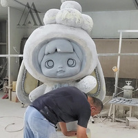 Fenêtre d'affichage centre commercial Photo Spot Visuel Merchandising Personnalisé OEM Grande statue de mascotte en fibre de verre floquée Ours de dessin animé