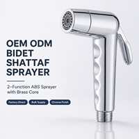 Douchette WC murale 2 fonctions OEM ODM en ABS chromé avec noyau en laiton, pulvérisateur Shattaf