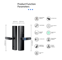 Serrure de porte intelligente 6-en-1 avec empreinte digitale, code, carte IC, application et compatibilité Tuya Cloud, multilingue, pour la sécurité domestique