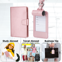 Porte-étiquette de bagage en cuir PU pour voyage, pochette pliable pour passeport et documents, étui pour carte d'identité, ensemble de passeport, cadeau pour les amateurs de voyage