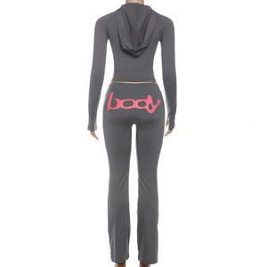 Toptan Trendy popüler 2025 kadın güz moda Hoodie eşofman <span class=keywords><strong>2</strong></span> parça pantolon seti - Product Image 4
