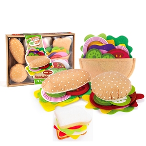 Enfants bricolage feutre jouer nourriture <span class=keywords><strong>Burger</strong></span> Sandwich semblant jouet Montessori éducatif cuisine en peluche <span class=keywords><strong>jeu</strong></span> de rôle jouets Hot Dog ensemble Kit cadeau - Product Image 1