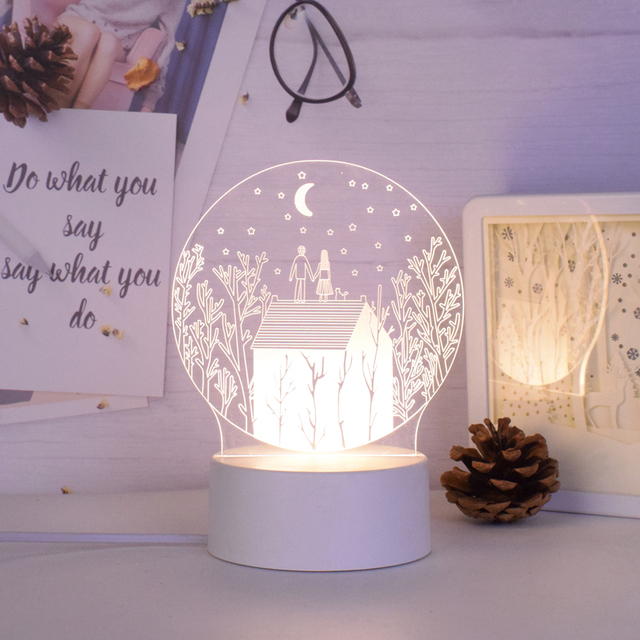 Customized Design Modern Creative High Transparent Acrylic Board 3D LED Multicolored Moon Night Lamp for Living Room