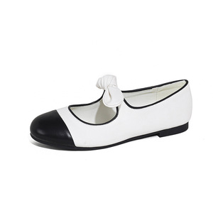 <span class=keywords><strong>Zapatos</strong></span> Planos Mary Jane de Dos Tonos para <span class=keywords><strong>Mujer</strong></span>, con Punta Redonda y Correa con Lazo, Calzado Casual Diario para Dama, OEM, ODM, Logotipo Personalizado, Venta al Por Mayor - Product Image 1