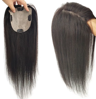 Perruque Topper en Soie Remy Vierge Chinoise en Gros pour Femmes, Perruque Naturelle de Luxe en Cheveux Humains, Ondulations Profondes et Ondulations Souples